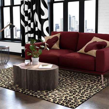 Deerlux Modern Animal Print Living Room Area Rug with Nonslip Backing, Leopard Pattern, 3 x 5 Ft Extra Small QI003760.XS